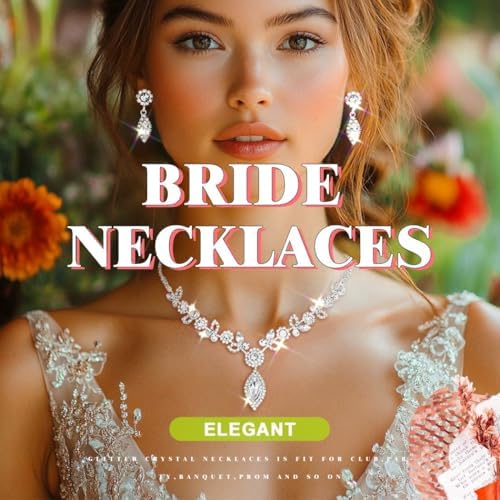 TWINKLEDE Wedding Jewelry Sets for Women Silver Bridal Rhinestone Necklaces and Earring for Brides
