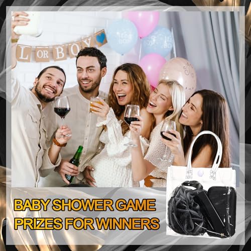 6 Sets Baby Shower Game Gifts for Winners Men Proposal Groomsmen Gifts Include Manicure Set Tote Bag Beard Comb Black Bath Loofah Baby Shower Favors Prizes for Guests Husband Father