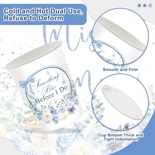 120PCS Something Blue Before I Do Decorations for Wedding Blue Floral Bridal Shower Party Supplies Bachelorette Tableware Set Miss to Mrs Plates Napkins Cups Forks Knives for 20 Guests