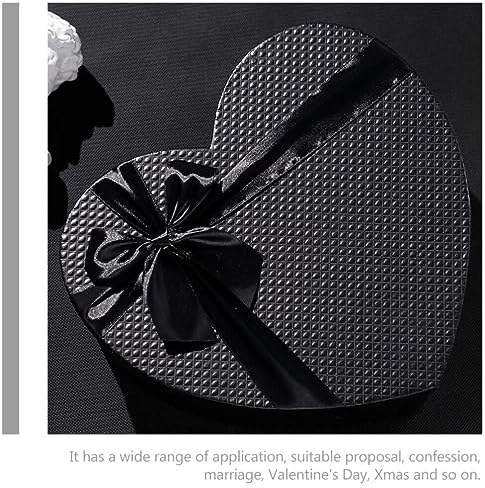 Mobestech Black Heart Shaped Box with Lid 9.05X7.87X3.54 Inches for Flower Arrangements Valentine S Day Wedding Presents Packaging