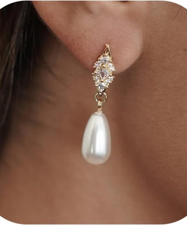 Pearl Earrings for Women Gold Pearl Drop Dangle Earrings Wedding Bridal Bridesmaid Jewelry Gifts for Women