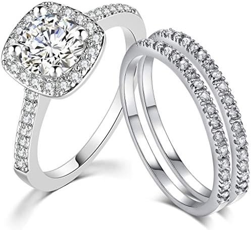 Three-in-One Bridal Wedding Engagement Anniversary Statement Eternity Ring Set