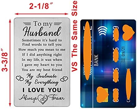 TANWIH Valentines Day Cards for Husband Wallet Inserts, Anniversary Cards for Husband Gifts from Wife, Valentines Gifts for Husbands Birthday Card