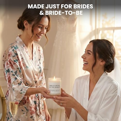 Funny Bridal Shower Gifts for Bride, Engagement Gifts for Women, Couples & Her, Bride to Be, Bachelorette Party Gift Ideas, Wedding Day Gift, Smells Like He Hit The Jackpot Candle