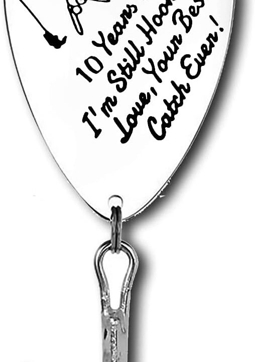 10th Anniversary Hook Gifts for Him Her 10 Years Anniversary Hook Gifts Wedding Birthday Gifts Fishing Lure Gifts Fisherman Gifts for Husband Boyfriend Valentines Day Gifts Fishing Hooks Gift