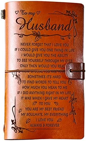 PRSTENLY Gifts for Husband Leather Journal, Husbands Valentines Day Gifts for Him, To My Husbands Gift 140 Page Notebooks, Fathers Day Anniversary Birthday Wedding Christmas Gift for Men from Wife