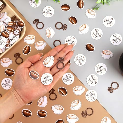 Coffee Bridal Shower Decorations – 200PCS Coffee Confetti, Love is Brewing Bridal Shower Decorations, Cafe Table Decorations for Love is Brewing Wedding Shower Engagement Party