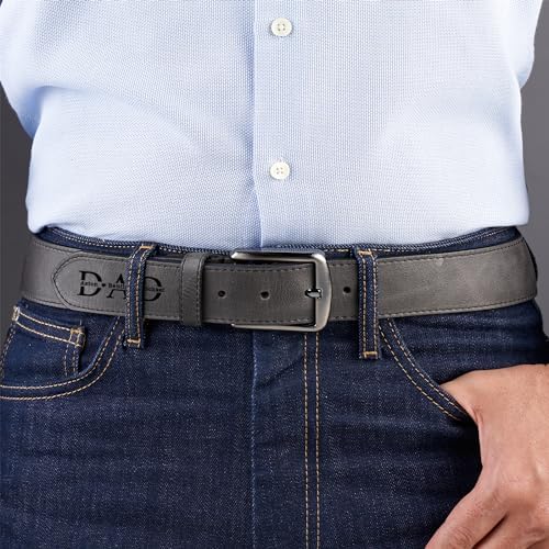 Awesometik Everyday Casual Jean Belts. 100% European Full Grain Real Leather, Classic Mens Belts Leather