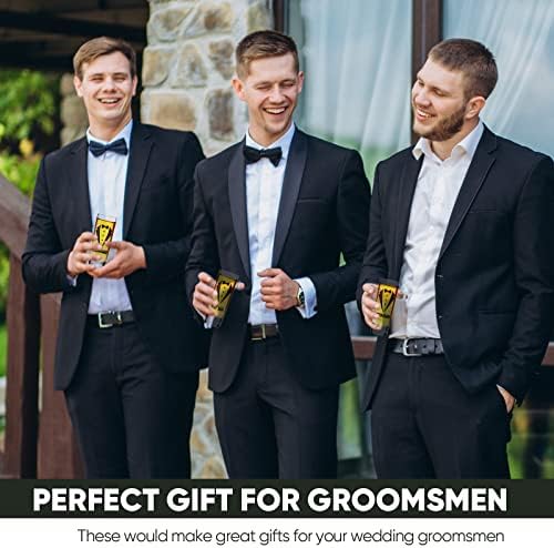 Rtteri 6 Pcs Wedding Shot Glasses Set 1 Best Man 5 Groomsmen Shot Glasses Wedding Party Favors Glasses Bachelor Party Favors Groomsman Gifts Bachelor Party Decorations for Proposal Men,2 oz