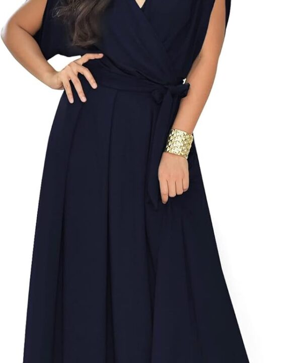 KOH KOH Womens Long Semi-Formal Short Sleeve V-Neck Floor Length Maxi Dress Gown