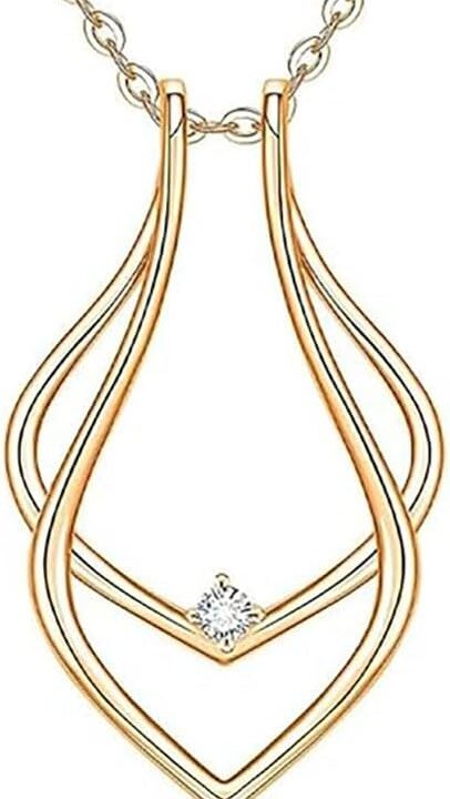 Cykdohy Dainty Waterdrop Ring Holder Necklace for Women Men CZ Simple Ring Keeper Necklaces Geometric Pendant Bride Wedding Engagement Saver Jewelry for Wife Girlfriend Mother