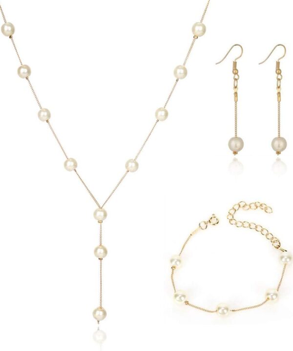 Shegirl Bridal Necklace Earring And Bracelet Set Faux Pearl Jewelry Set for Women Wedding Bridal Jewelry