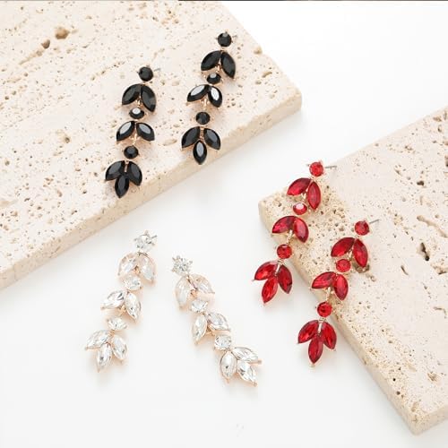 Wedding Rhinestone Dangle Earrings Elegant Bridal Crystal Drop Earrings for Women Bridesmaids Guest Party Prom