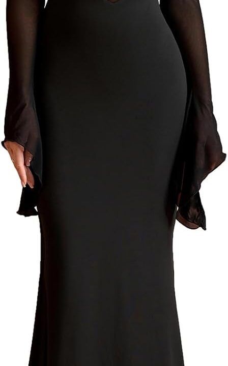 Women One Shoulder Long Sleeve Maxi Dress Bodycon Cut Out Long Formal Wedding Guest Dresses