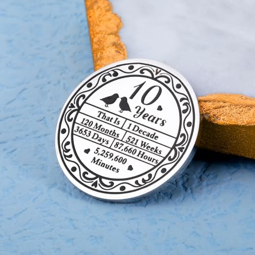 10 Year Anniversary Tin Gifts for Him Her, 10th Anniversary Wedding Gifts for Husband Wife Women Men Couple, Boo Basket Stuffer, I Love You Present for Birthday Christmas Valentines Day