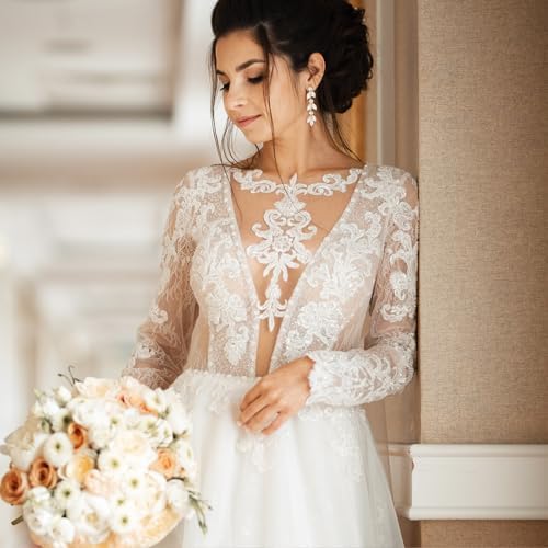 Wedding Rhinestone Dangle Earrings Elegant Bridal Crystal Drop Earrings for Women Bridesmaids Guest Party Prom