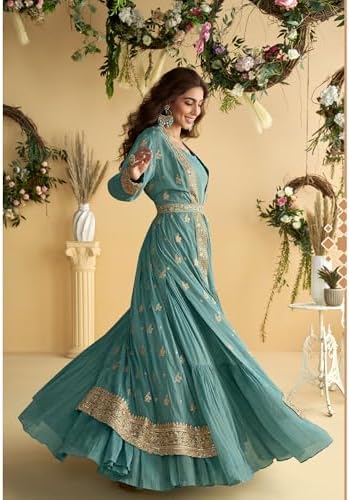 The kurti bazaar Indian Designer Pakistani Style Ready to Wear Stitched Anarkali Gown Suits for Wedding