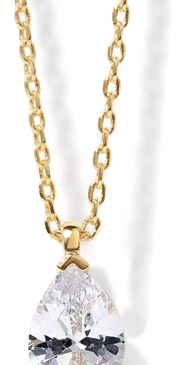 PAVOI 14K Gold Plated Cubic Zirconia Diamond Pendant Necklace for Women | Adjustable Slider