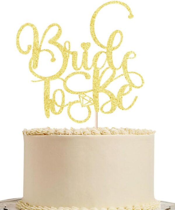 Gtseryeio Bride to Be Cake Topper,golden Glitter Ring Cake Decoration Wedding Bridal Shower Theme Party Cake Decoration Supplies