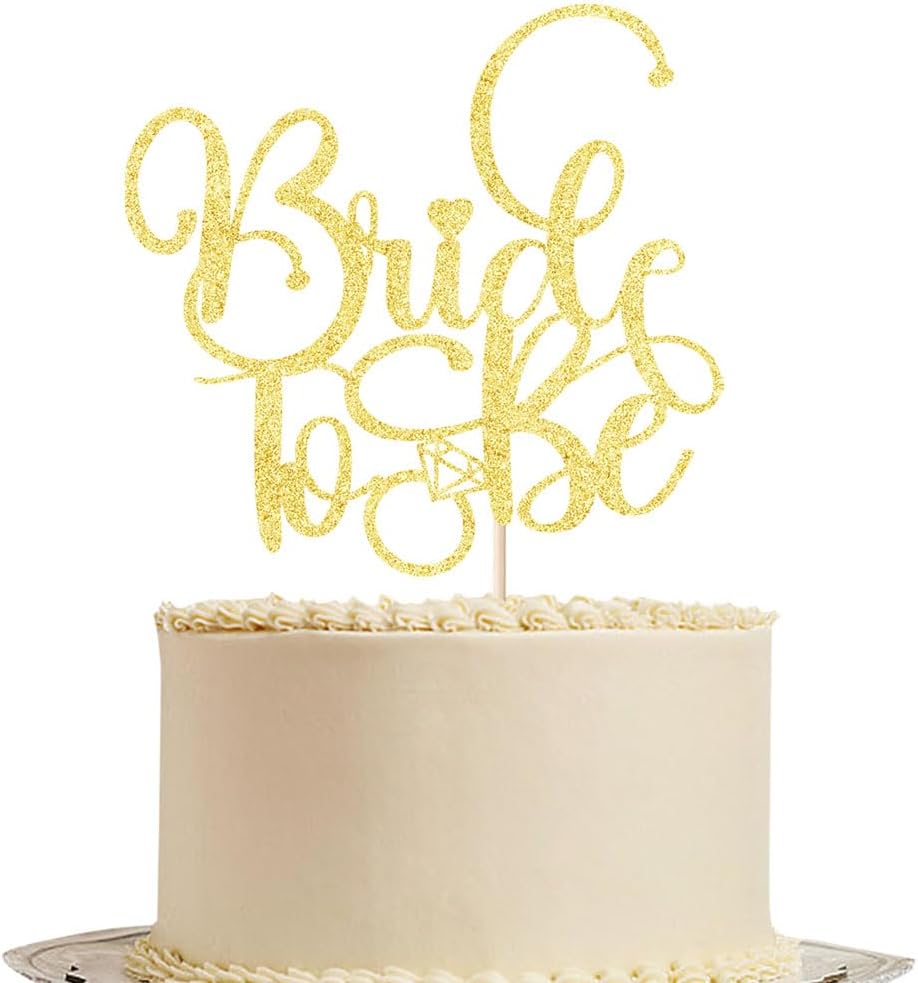 Gtseryeio Bride to Be Cake Topper,golden Glitter Ring Cake Decoration Wedding Bridal Shower Theme Party Cake Decoration Supplies