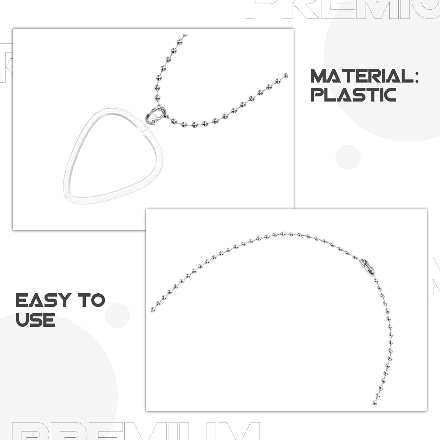 Kisangel Transparent Guitar Pick Holder Necklace with Chain Heart-shaped Pendant for Electric Guitar Bass Ukulele Players Standard Storage Box for Quick Pick Identification and Easy