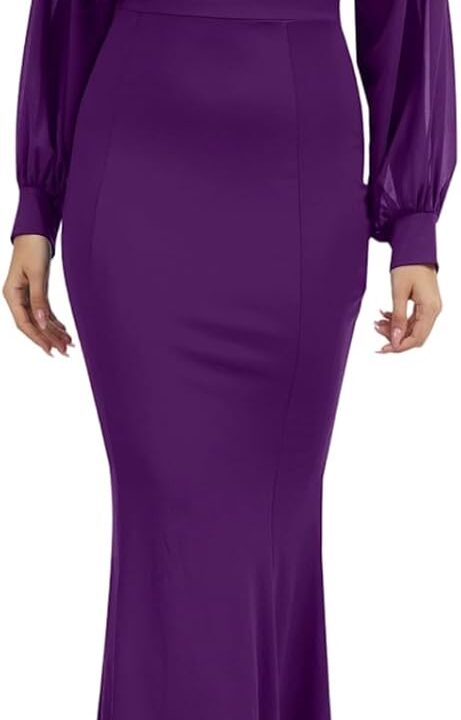 Women's Elegant Formal Mermaid Maxi Dress Off Shoulder Long Sleeve Wedding Split Evening Gown Prom Cocktail Party Dresses