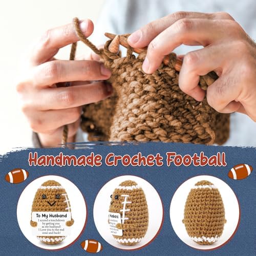 Valentines Day Gifts for Husband from Wife, To My Husband Handmade Crochet Football Birthday Gift for Him, Wedding Anniversary Present for Men, Romantic Valentines Decor for Couple, Hubby, Spouse