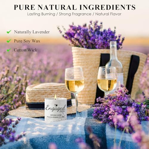 Engagement Gifts – Gift for Newly Engaged Couples, Fiance Gifts for Women, Bridal Shower, Wedding Bride Gift – Engaged Present 6 Oz Engaged 2026 Lavender Ceramics Candle
