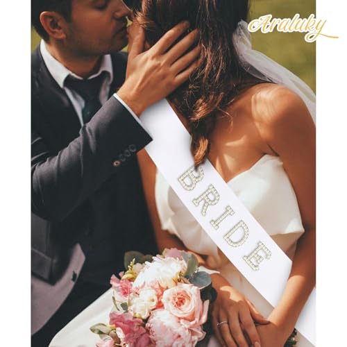 Pearl Bride Sash, White Bachelorette Sash for Bachelorette Party Decorations for Bridal Shower Decorations Bridal Shower Gift Bride to Be Stuff