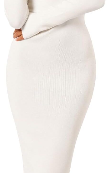 MEROKEETY Women's Winter Off Shoulder Bodycon Sweater Dress 2026 Spring Formal Long Sleeve Elegant Club Party Midi Dresses