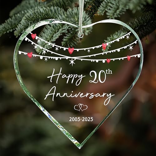 ZUNON 20th Christmas Ornament Gifts for Wedding Anniversary 20 Year Anniversary Valentines Gifts for Couples Christmas Ornaments 2025 (20th