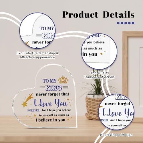 Christmas Husband Gifts, Gifts for Husband from Wife, Husband Birthday Gift, Anniversary Valentines Gifts for Him,Christmas Anniversary for Husband Boyfriend Acrylic Heart Plaque