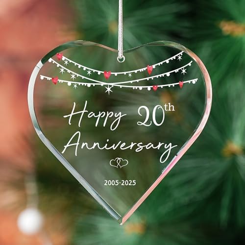ZUNON 20th Christmas Ornament Gifts for Wedding Anniversary 20 Year Anniversary Valentines Gifts for Couples Christmas Ornaments 2025 (20th