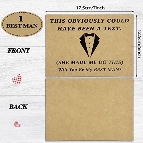 Teling 8 Pieces Groomsmen Proposal Gift Proposal Cards 7 Pieces Will You Be My Groomsman Funny Cards and 1 Will You Be My Best Man Card for Wedding Party Supplies(Khaki Background)