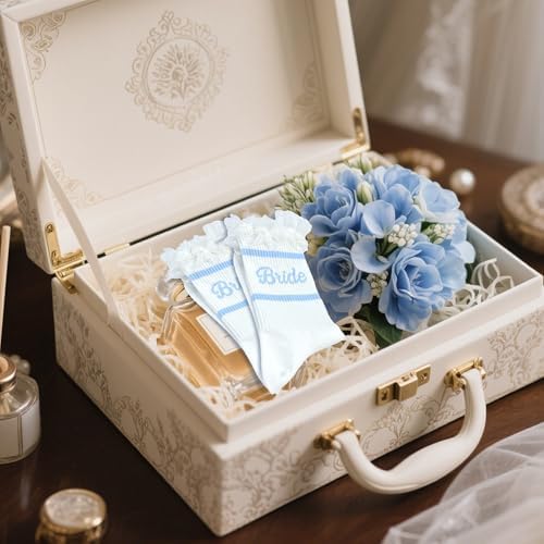 Ruffle Bride Socks White Blue Bride To Be Something Blue Gift Honeymoon Essentials Bachelorette Party Favors