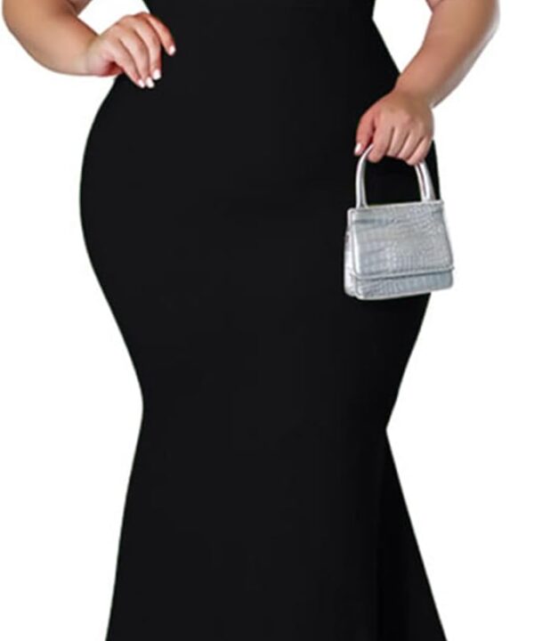 Women's Plus Size Maxi Dress Elegant V-Neck Ruffle Sleeves Bodycon Mermaid Dresses Evening Gown