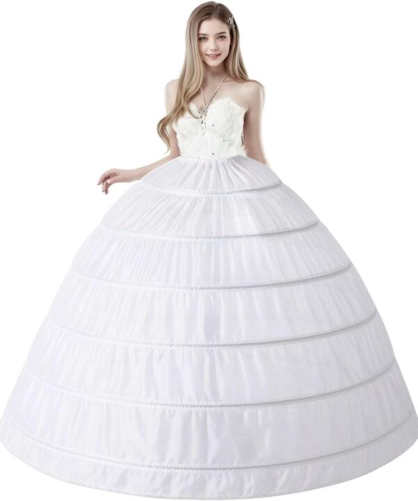 Petticoat Skirt for Women 6 Hoop Skirt Crinoline Underskirt for Wedding Dress Ball Gown