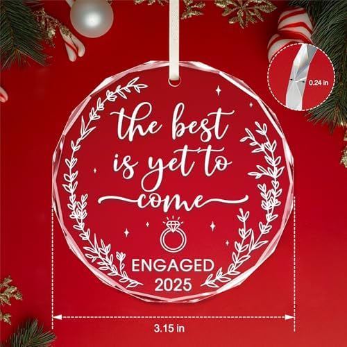 Engagement Gift for Couples 2025, Just Engaged Ornament, The Best is Yet to Come – Engaged 2025, Wedding Bridal Shower Gifts, Just Married Gifts for Newlywed Couple, Bride, Women, Her