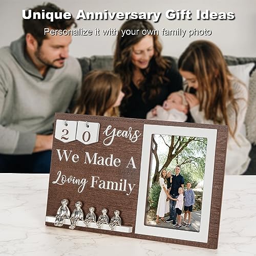 Anniversary Idea for Wife Gifts, 10th Year Wedding Anniversaries Tin Gift for Couples Him Her Husband, Aluminum Sculptures Family Tree Picture Frame Keepsake Decor Sculptures DIY Personalized