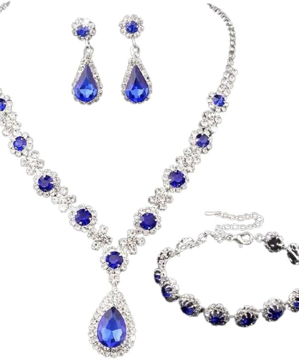 PINKPIN 3pcs Jewelry Set for Women, Necklace Dangle Earrings Bracelet Set, Allergy Free Wedding Party Jewelry for Bridal Bridesmaid