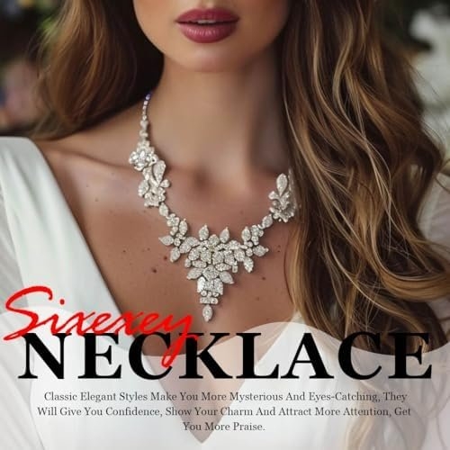 Sixexey Rhinestone Jewelry Set Sparkly Prom Jewelry Necklace Wedding Necklace Jewelry Accessories for Women (Gold)