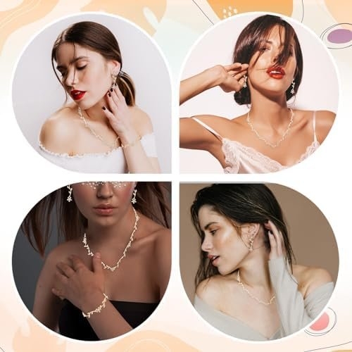 Yolev Bridal Jewelry Set Crystal Necklace Earrings Bracelet Wedding Rhinestone Choker Necklace for Brides Bridesmaid