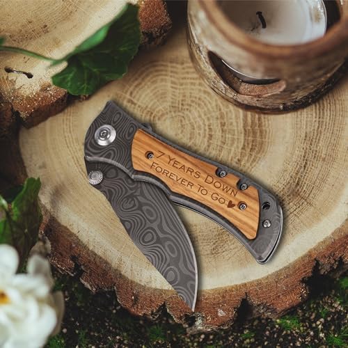 ZENNLAB 7 Years Anniversary Keepsake for Him Husband Gift, 7th Copper Wedding Anniversary for Men, 7 Years of Marriage Gift, Wool Wedding Anniversary Present, wood