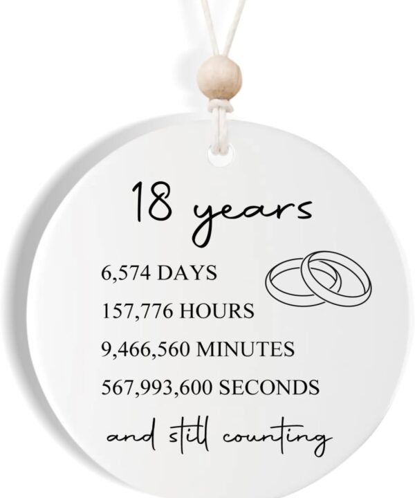 18 Year for Couple, 18th Wedding for Wife or Husband, Porcelain Anniversary Marriage Presents for Her or Him