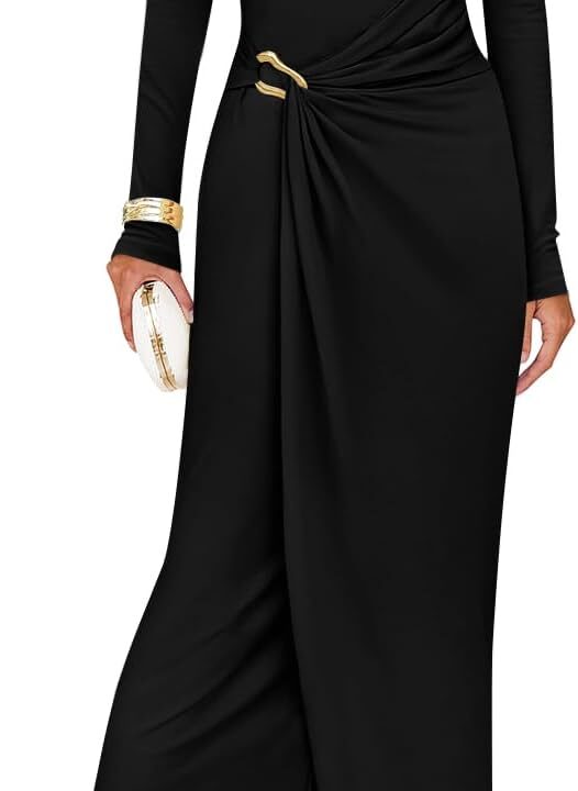 ZESICA Women's 2026 Spring Long Sleeve Bodycon Dress Mock Neck Wedding Guest Cocktail Party Long Midi Dresses