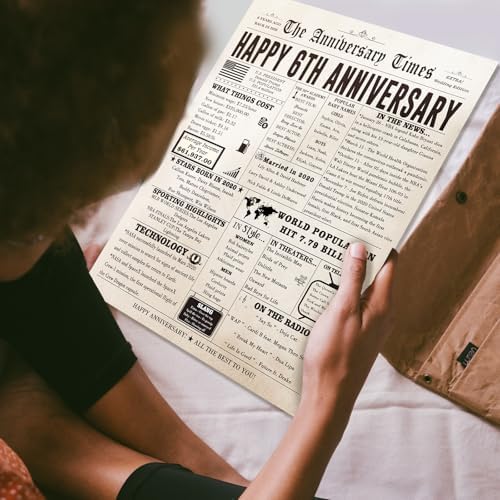 Jumbo 6th Anniversary Card for Him Her, Vintage 6 Years Wedding Anniversary Card Gifts for Husband Wife, Funny Iron Anniversary Pun Card for Women Men