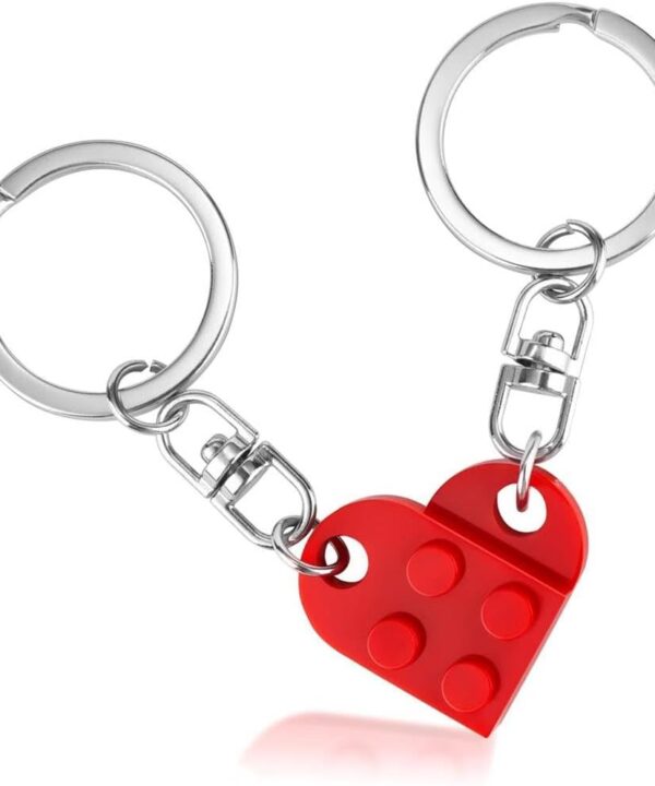 Couples Matching Stuff Gifts - Red Heart Keychain, Matching Couple Heart Keychains Decorations Christmas Valentines Day Gifts for Boyfriend Girlfriend