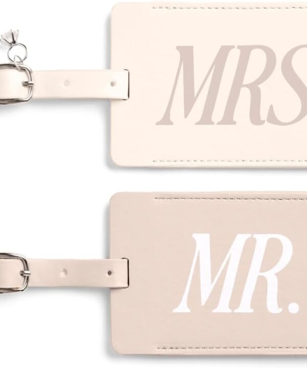 Xo, Fetti Mr and Mrs Luggage Tags - Set of 2 | Suitcase, Bridal Shower, Bachelorette, Engagement Party, Couple Honeymoon Travel, Husband and Wife Wedding Gift