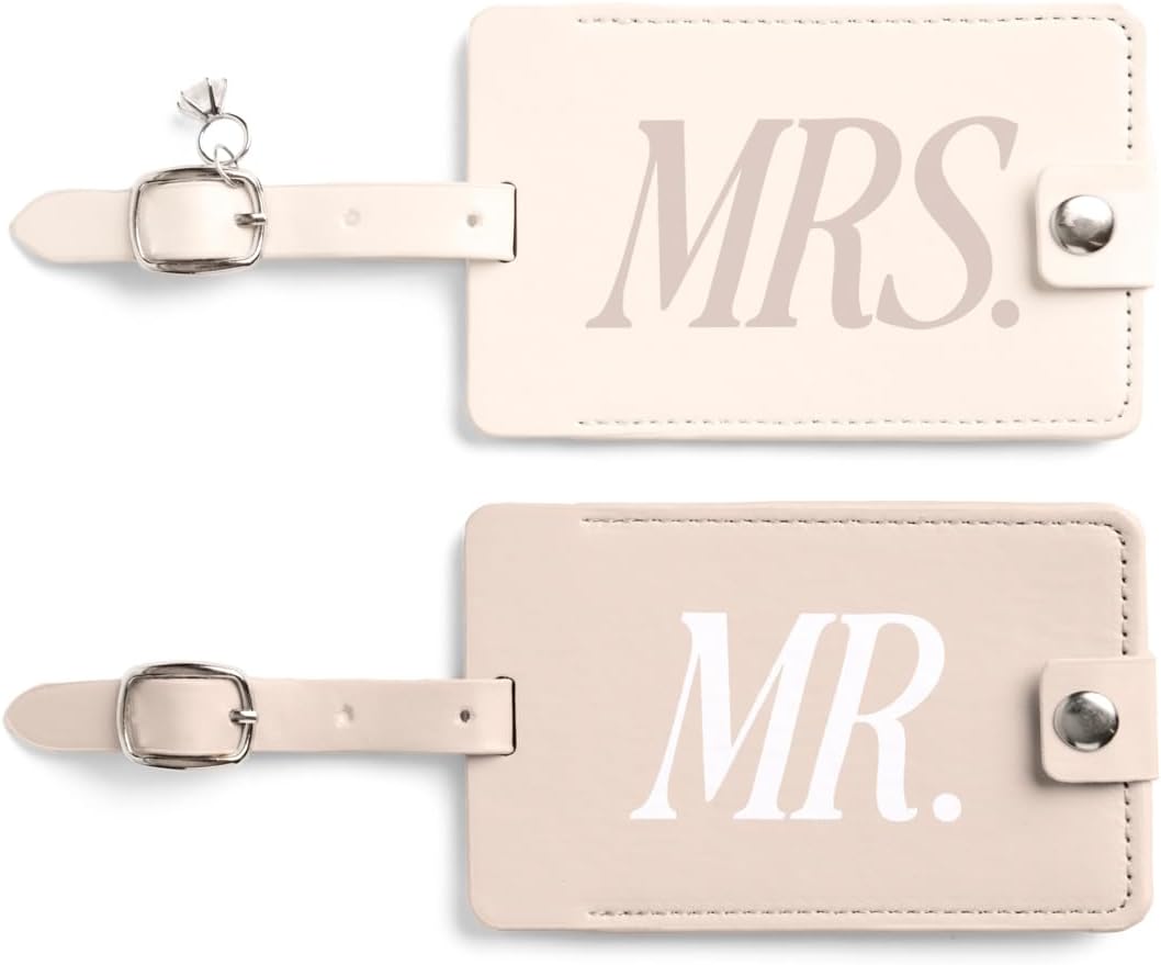 Xo, Fetti Mr and Mrs Luggage Tags - Set of 2 | Suitcase, Bridal Shower, Bachelorette, Engagement Party, Couple Honeymoon Travel, Husband and Wife Wedding Gift