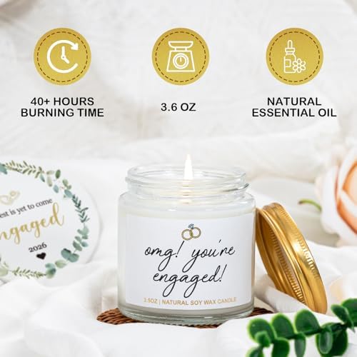 Engagement Gifts For Couples, Newly Engaged Fiance Gifts For Her Him Women Men, Future Mrs Just Enagaed Wine Glasses Bag Set With Candle And Ornament, Cool Wedding Party Decorations for Bride To Be